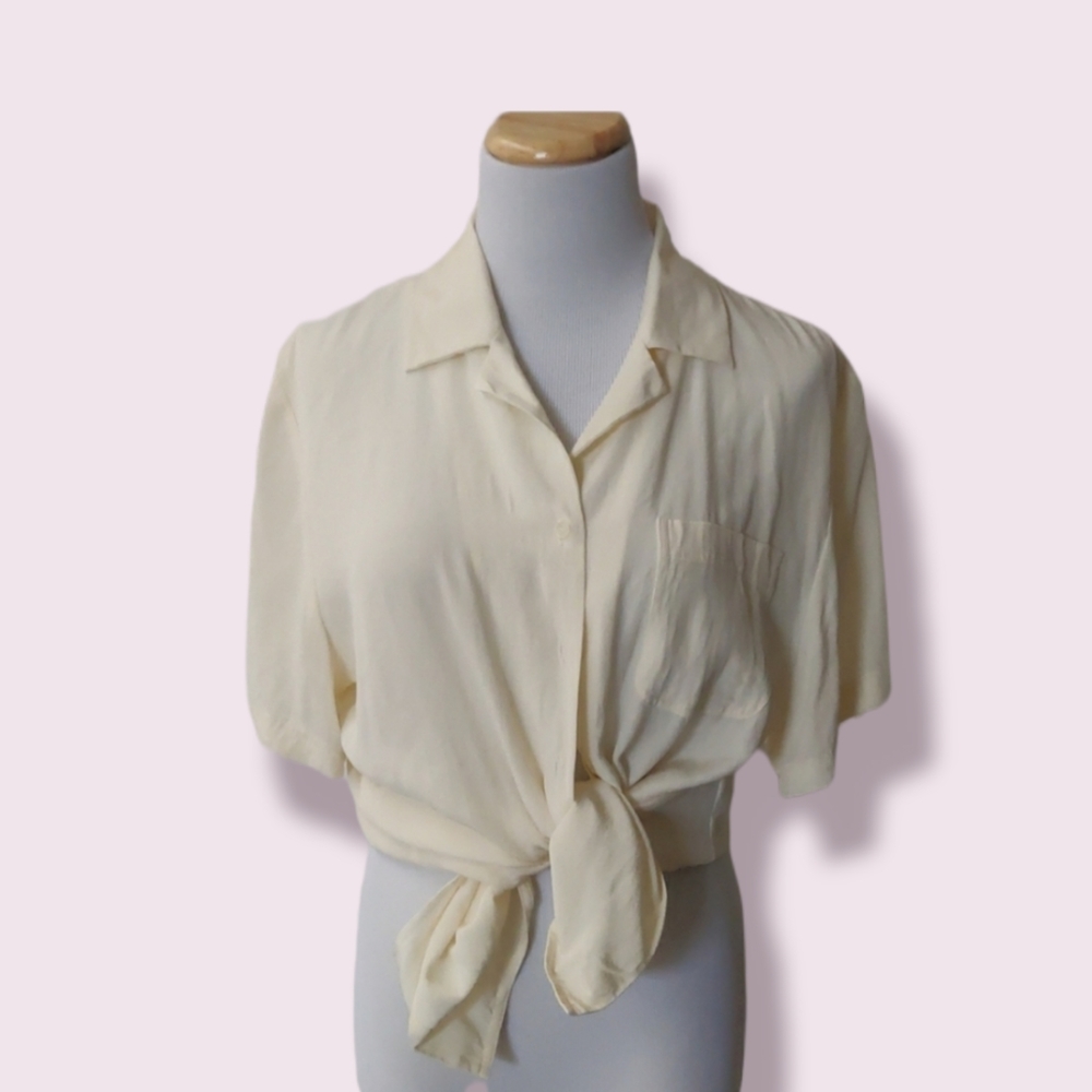 Silk short sleeves blouse